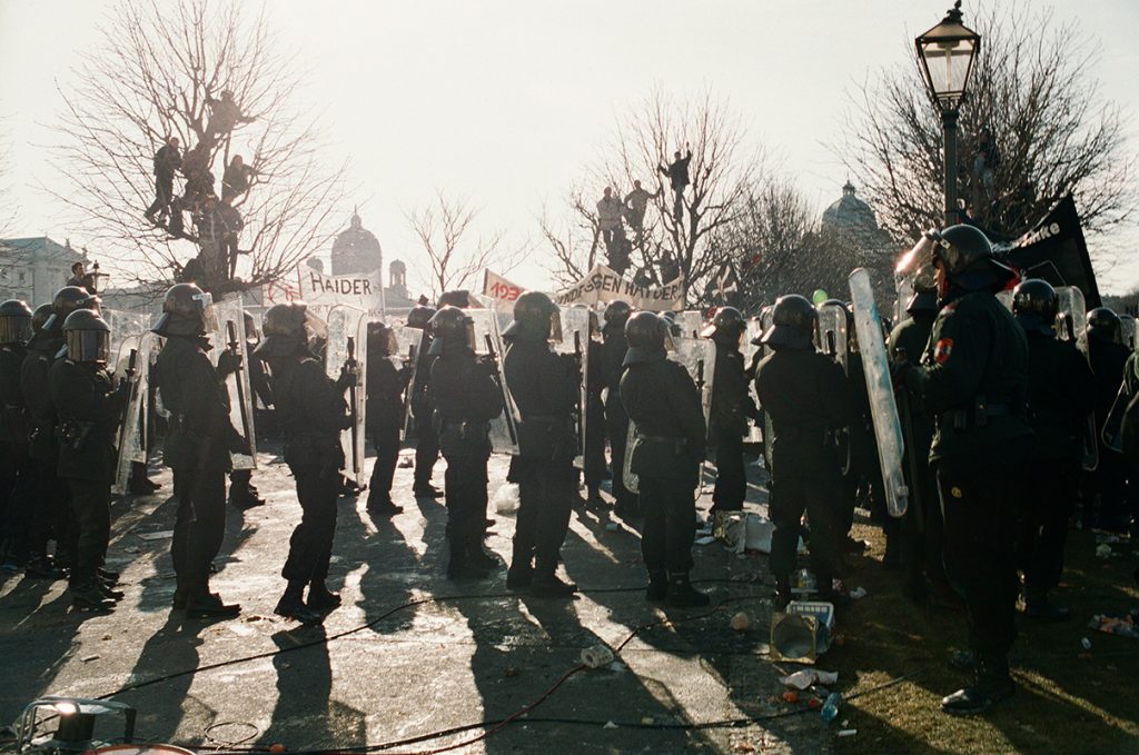 Das Polizeiaufgebot bei einer Donnerstagsdemo