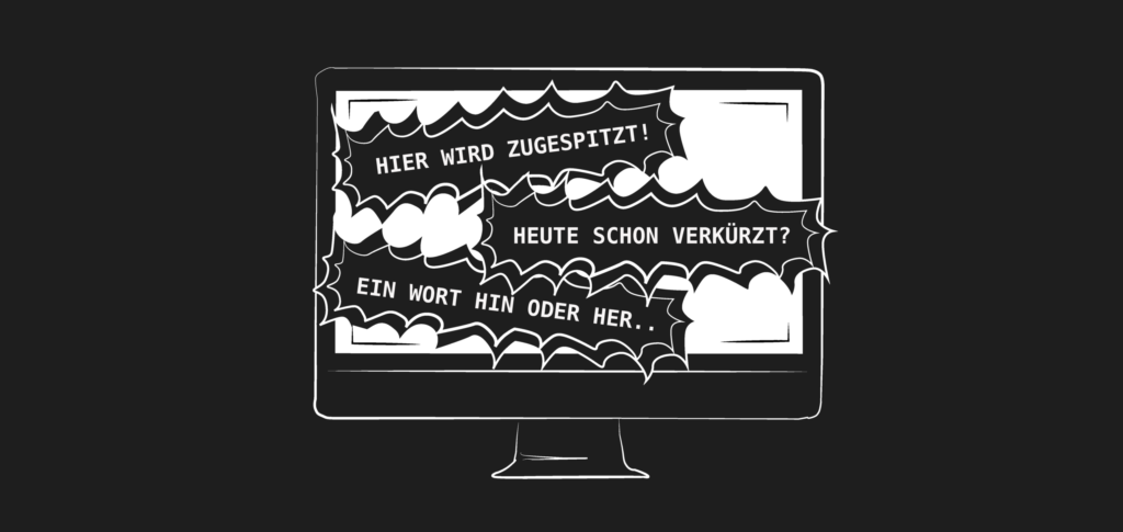 Bildschirm mit verschiedenen Schlagzeilen.